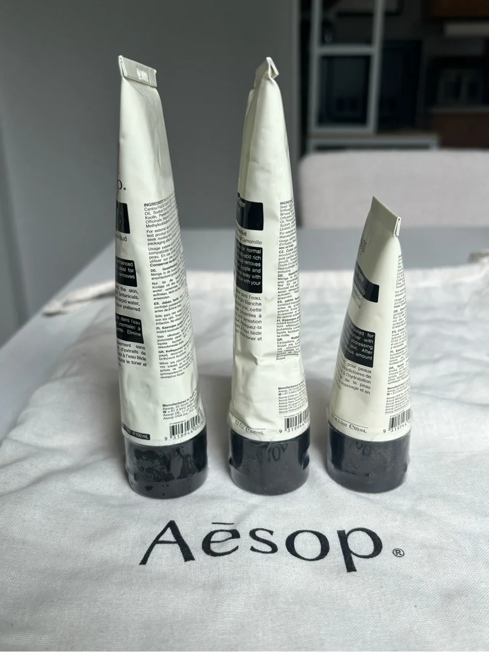 NWT Aesop Facial Cream Cleansers x 2 & In Two Minds Facial Hydrator w/ cloth bag